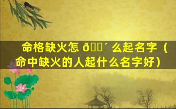 命格缺火怎 🌴 么起名字（命中缺火的人起什么名字好）